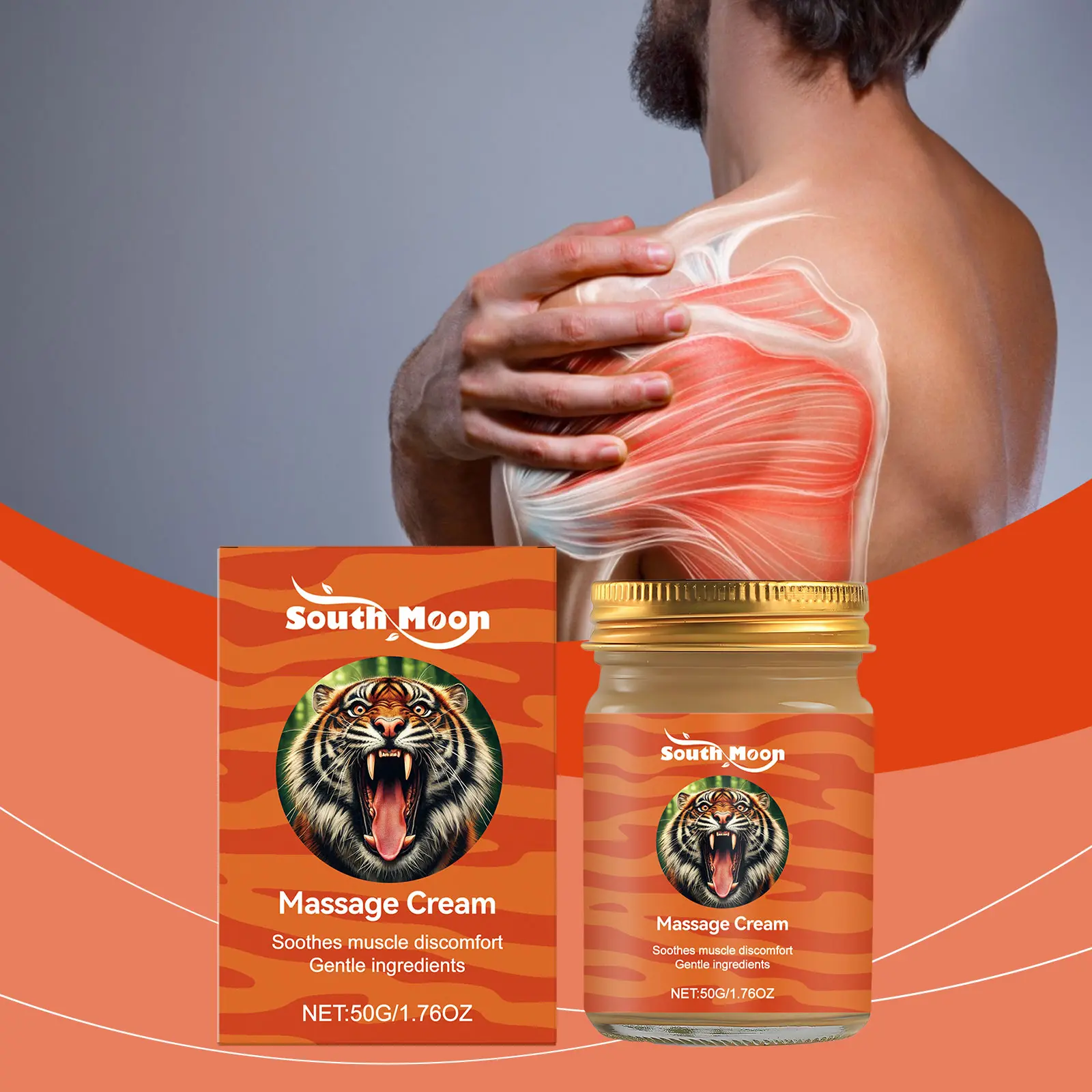 South Moon Krim Perawatan Otot Lembut 50g dengan Gliserin & Minyak Mineral Meredakan Ketidaknyamanan Sendi dan Lutut Krim Pijat Harian untuk Kulit & Otot Zaitun Kering