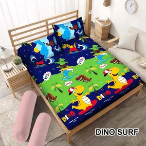SPREI MOTIF DINO SURF / SEPRAI MOTIF KARTUN HEWAN BINATANG UK 180X200 KING & UK 120X200 SINGLE / SPREI KARAKTER KARTUN / SPREI ANAK