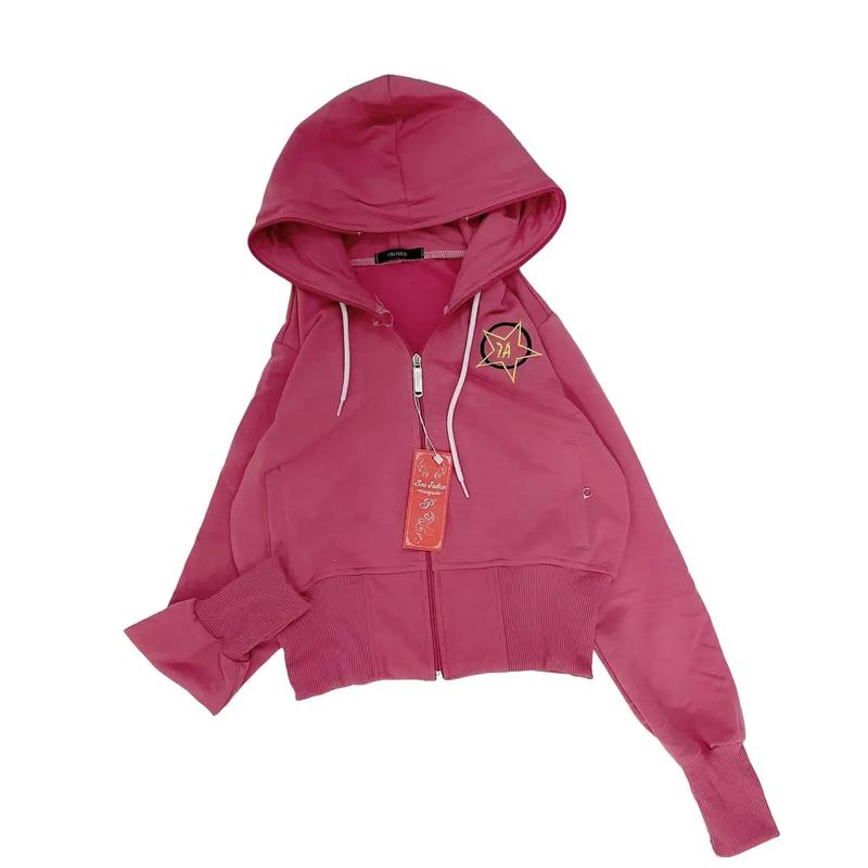 ÁO KHOÁC NỈ DA CÁ FOM CROPTOP có 2 túi trong Freeesize 45kg đỗ lại Nữ Women Hoôdie ( họa tiết có thể thay đổi tùy đợt )