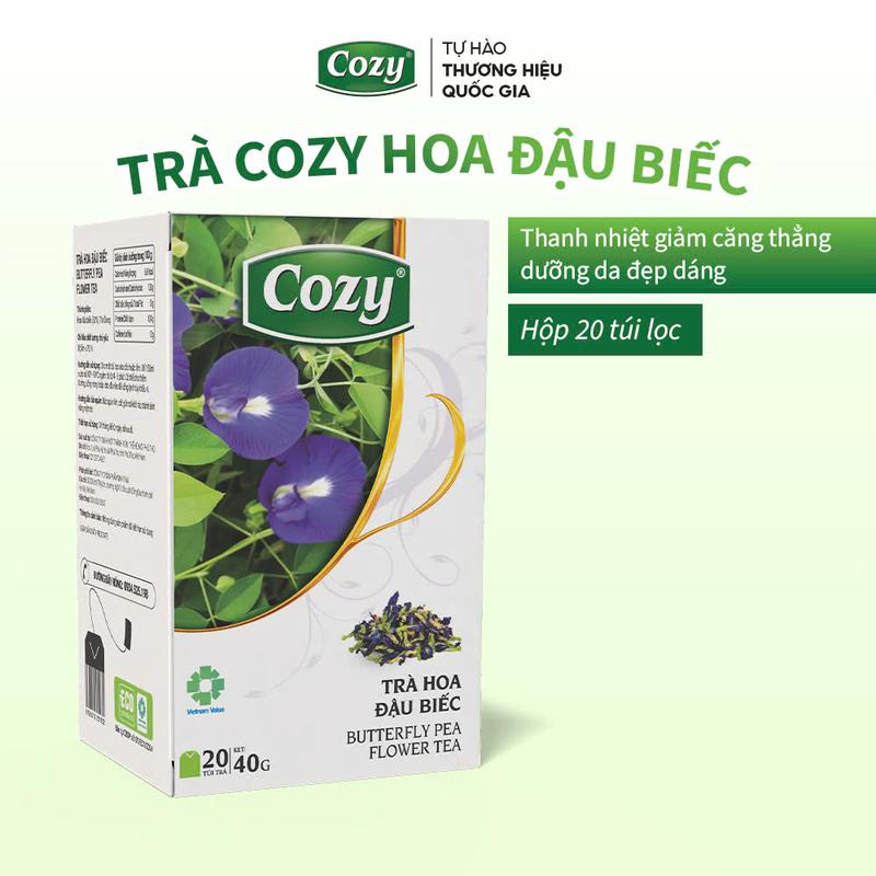 Trà Cozy hoa đậu biếc túi lọc thanh nhiệt giảm căng thẳng dưỡng da đẹp dáng Hộp 20 Túi x 2g