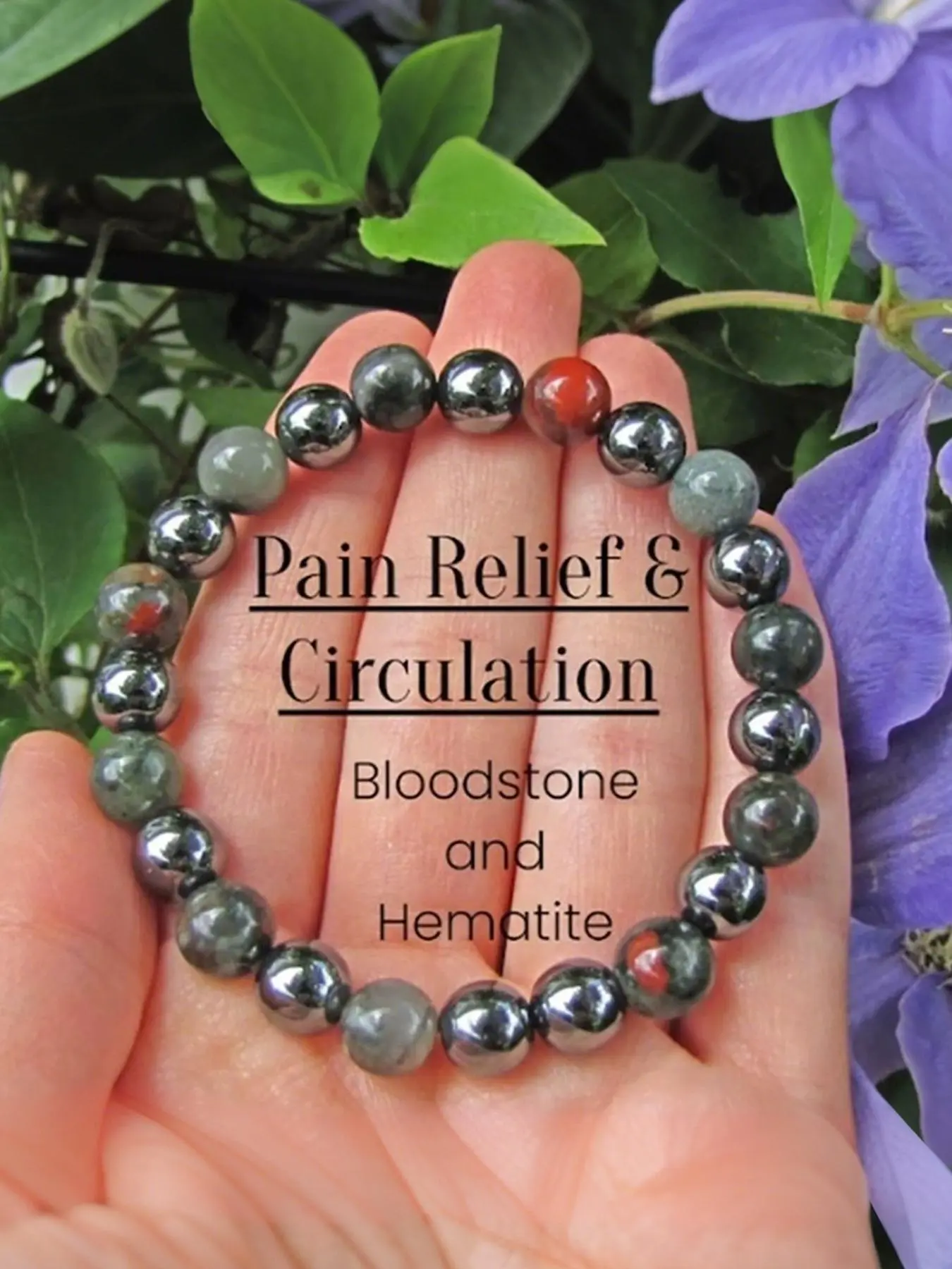 Bloodstone & Hematite Pain Relief Beads Bracelet, Metal Chain Circulation Booster, Street Style Energy Jewelry for Women & Men