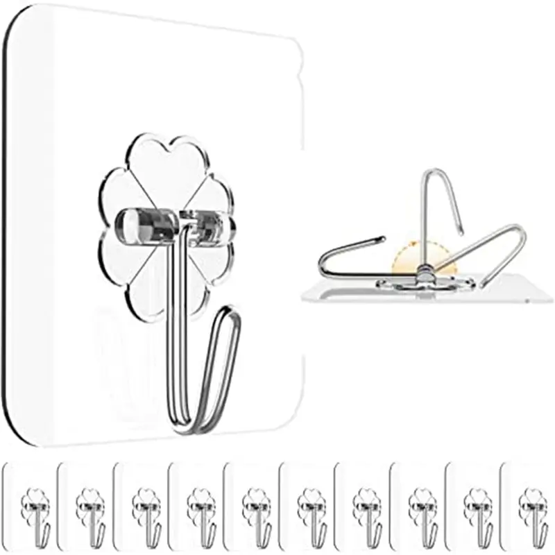 Móc Dính Để Treo, Chịu Lực, 12 Gói, Móc Treo Tường, Chịu Lực Tối Đa 13Lb, Móc Dính, Không Thấm Nước, Móc Treo Tường