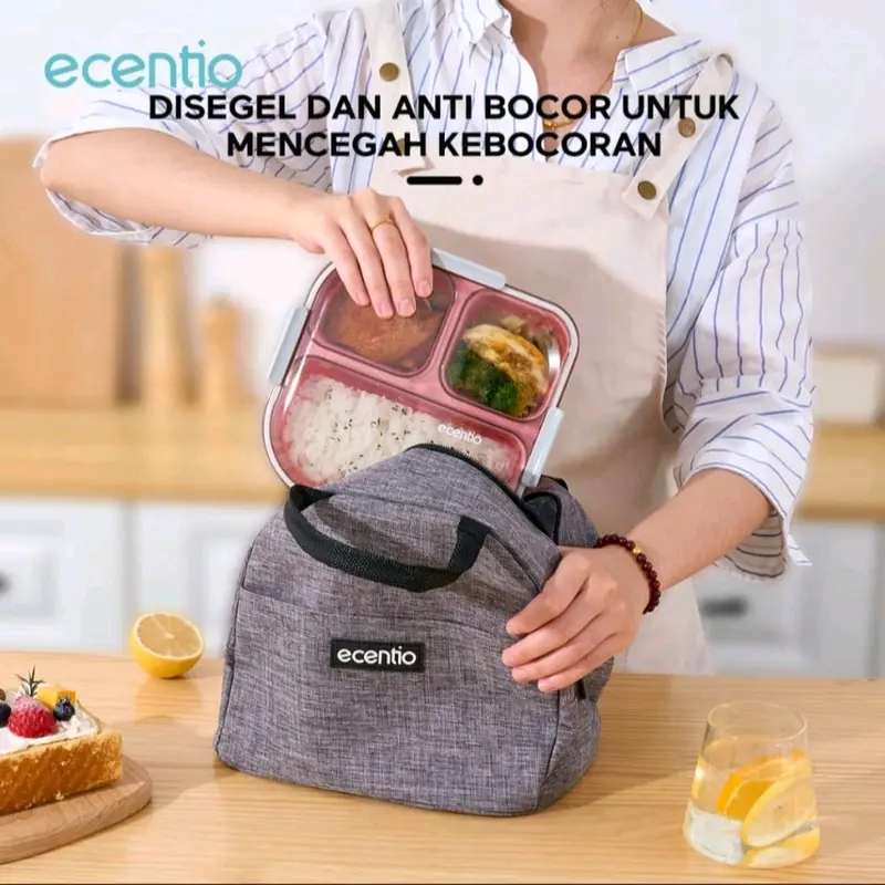 Lunch Box Ecentio Biru 1100ml 3skat Kotak makan Bekal Tempat makan ecentio 1100ml 3skat 5