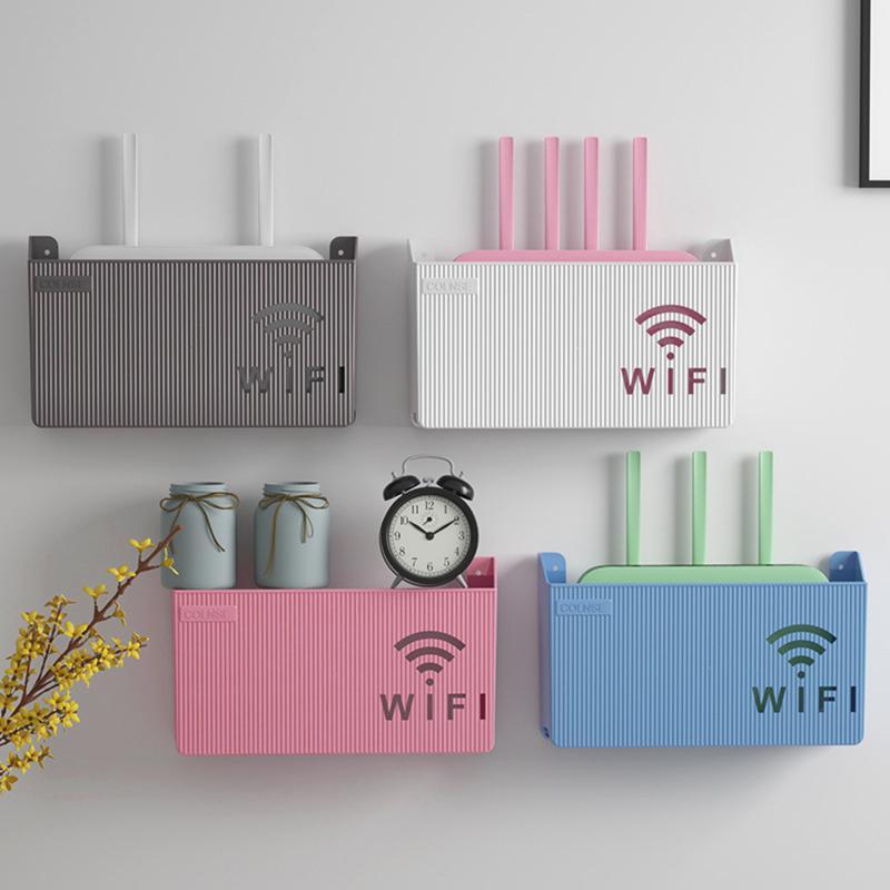 Kệ Bộ Định Tuyến Wifi Không Dây Hộp Đựng Đồ Treo Tường Làm Bằng Nhựa Abs Hộp Sắp Xếp Có Giá Đỡ Nguồn Cáp Thích Hợp Để Trang Trí Nội Thất