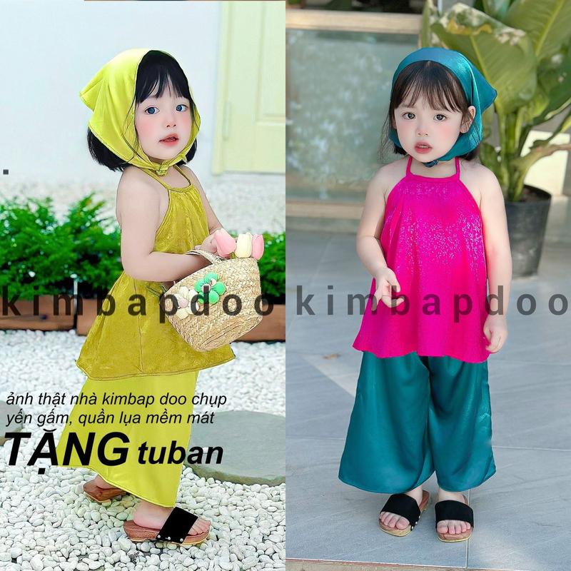 set yếm Cô Tấm, Bà ba kèm khăn tuban cho bé gái, bộ đồ bé gái 7-35kg đi chơi lễ tết, trung thu, đi học chất mềm mát