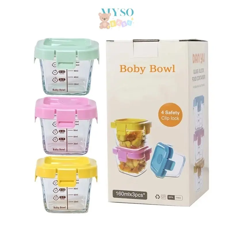 Wadah MPASI kaca bayi kedap udara 160ml Baby glass food container kotak tempat makan bayi food storage