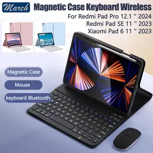 Magnetic Bluetooth Keyboard Case for Redmi Pad SE 11 inch 2023 XiaomiPad 10.6 Redmi Pro 12.1in 2024 Xiaomi Tablet Cover redmi pad se Xiaomi POCO PAD case 2in1 Universal Keyboard Wireless