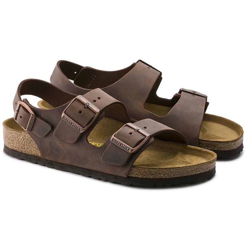 Birkenstock Men Sandals Women Back/Ankle-Strap Milano Oiled Leather Sandals 5