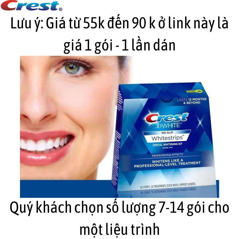 Miếng dán trắng răng Crest trắng nhanh không gây ê buốt phù hợp với mọi men răng [Giá 1 Gói] 4
