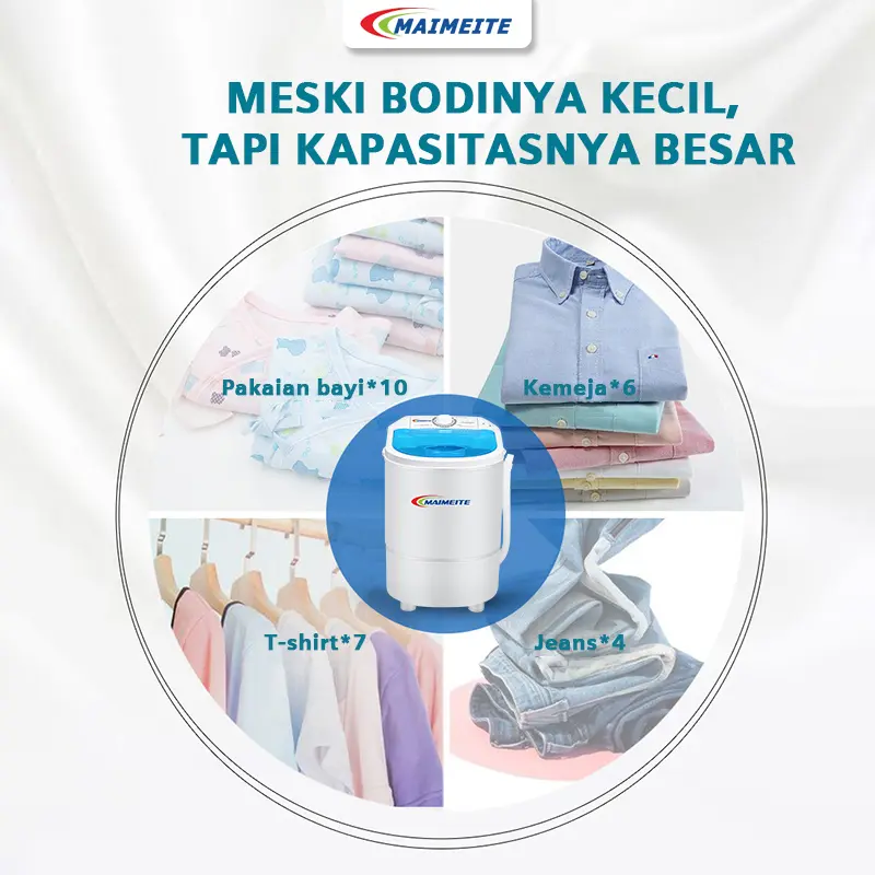 MAIMEITE Mini Washing Machine Mesin Cuci Mini Hemet Energi 4.5KG 4