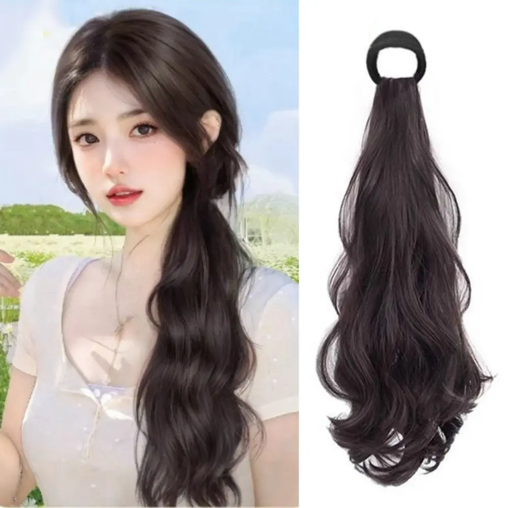 Hair Accessories Low Tie Synthetic Wig Ponytail Natural Hair Extension Long Wavy Curly Ponytail Fluffy Lightly Pony Tail Hairpiece Girls