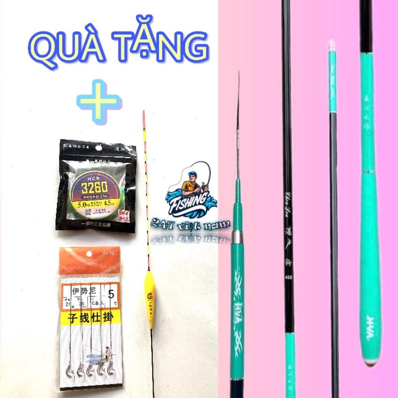 Cần Câu Tay HUA DẠ BÍCH 4H + Quà Tặng( Ngọn, Phao, Trục, Thẻo) Bắt Cá Fishing