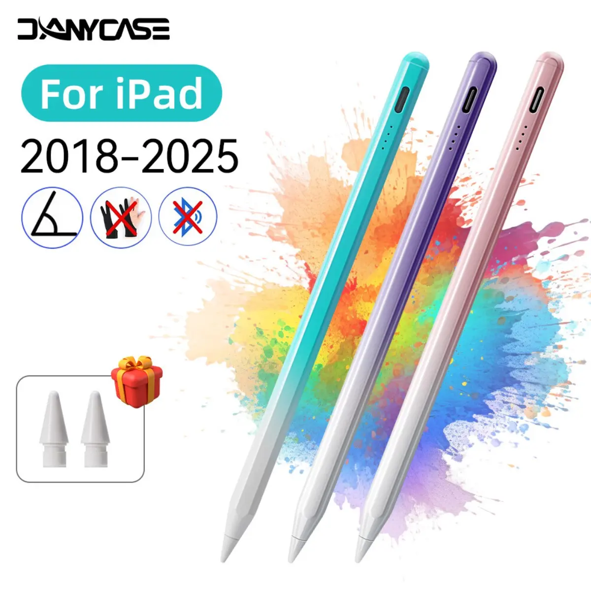 DANYCASE Stylus Pen for iPad 2018-2026 Compatible with iPad 10th Gen/11thA16/Air 4/5/6 Palm Rejection Tilt Sensitivity Power Display ipad Accessories Stylus Pen for Drawing & Writing No Bluetooth Needed Stylus Fast-Charging USB-C