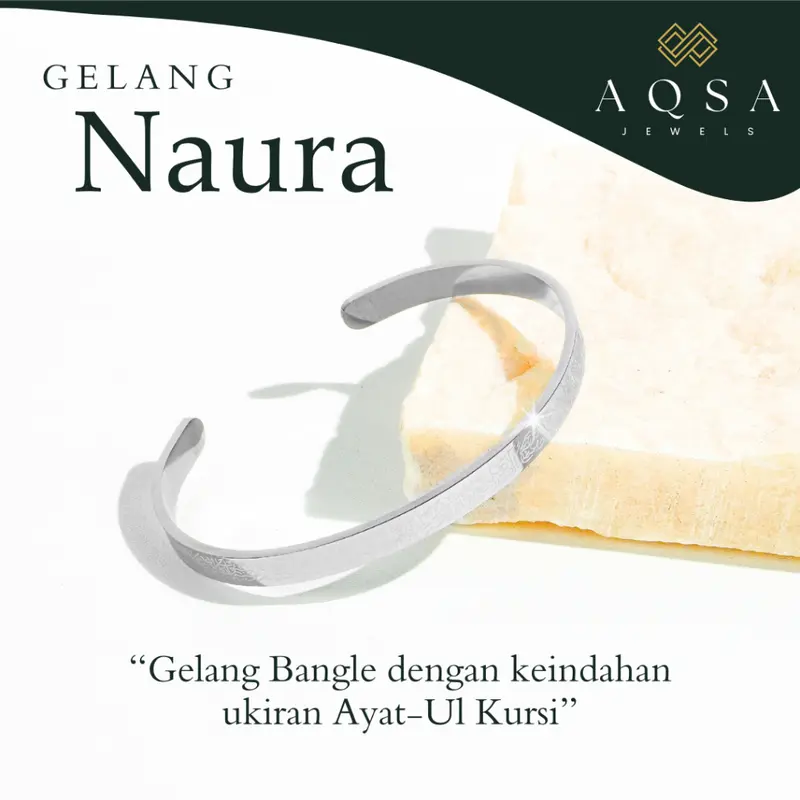 AQSA - Gelang Wanita NAURA - Gelang Bangle Ayat Kursi - Gelang Wanita Anti Karat Mirip Emas Asli 4