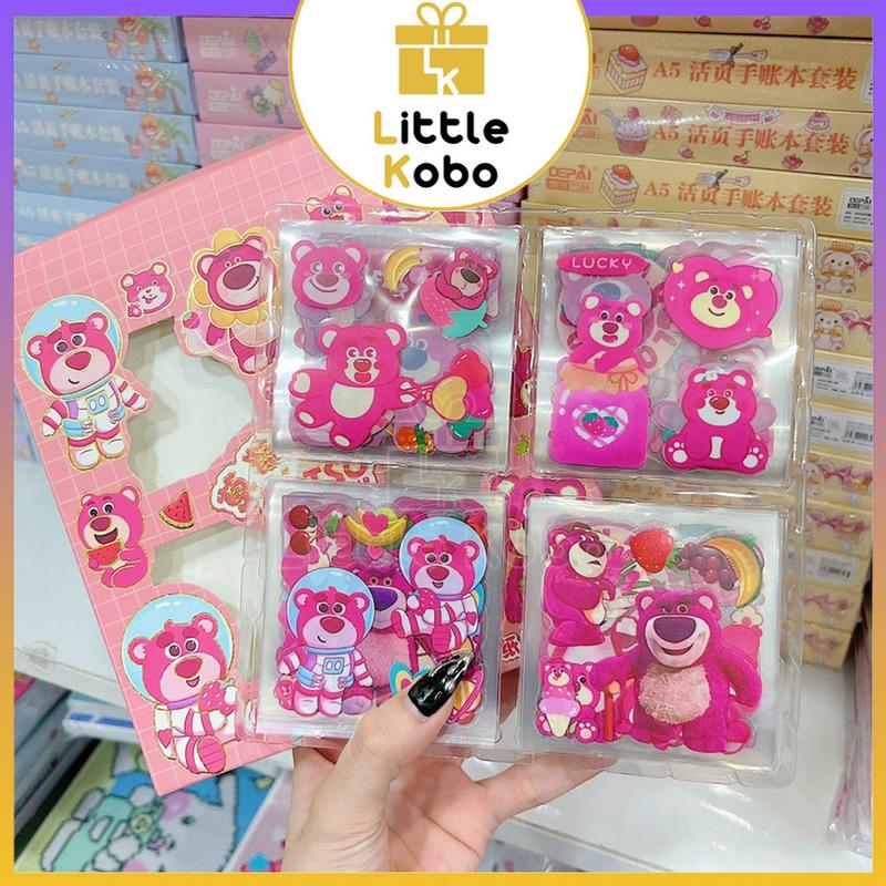 Hộp 100 Tấm Sticker Gấu Lotso Lotto Bear Gấu Dâu Hình Dán Chống Nước Trang Trí Sổ Bìa Sách Dễ Thương Đồ Chơi Trẻ Em