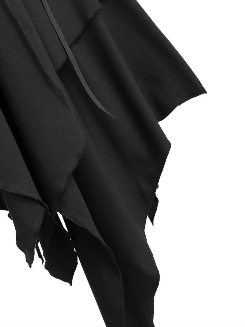 Product Introduction of 【Plus Size】 Lace Up Wrap Hooded Dress, Elegant Asymmetrical Long Sleeve A Line Dress for Party Holiday Wedding Guest, Women's Clothes for Fall & Winter 10