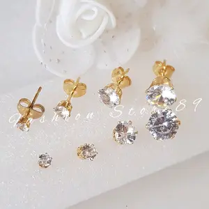 Anting Tusuk Permata Zircon Antikarat Titanium Fashion Perempuan