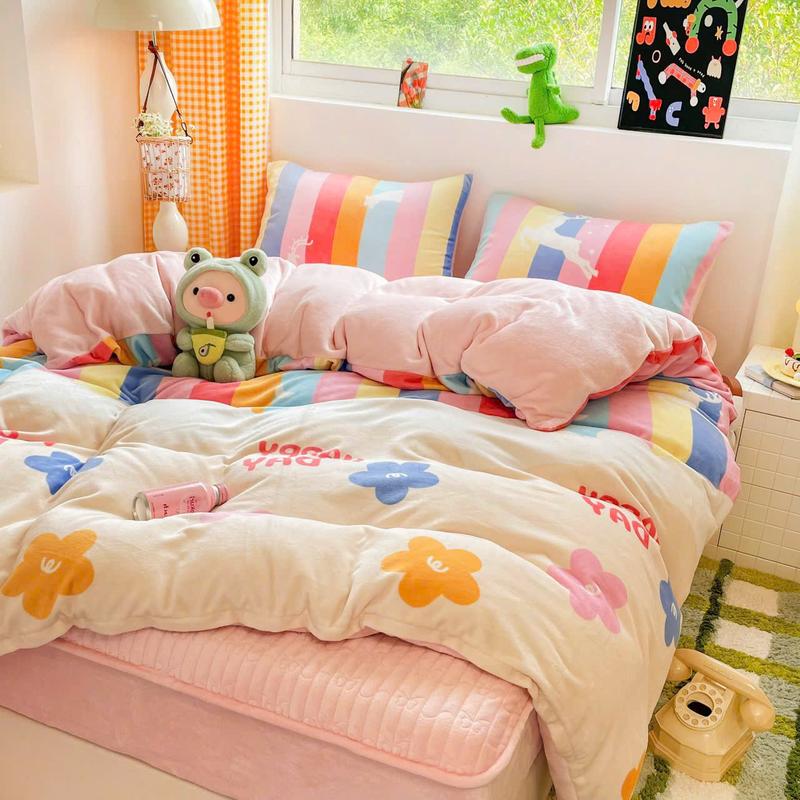  Bộ vỏ Chăn Ga Gối Nỉ Nhung Sữa 7D Mềm Mịn Ga Trải Giường Trần Bông Vỏ Chăn Ấm Mùa Đông Có Khoá Lồng Ruột Size 2m*2m3 chăn ấm chăn đông 