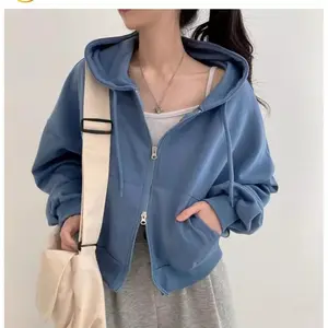 BASIC DOUBLE ZIPPER JAKET - JAKET POLOS WANITA CROOPE - KOREAN STYLE Baju Bandung