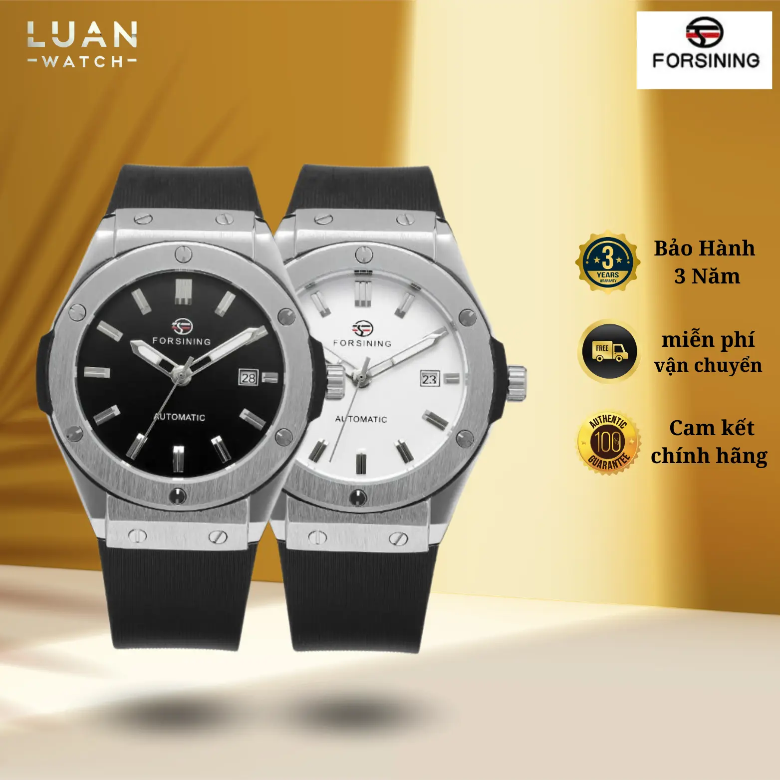 [Dial Classic] Đồng Hồ Cơ Forsining A389 Automatic Thiết Kế HB dây silicon (Tặng Full Box) Watch Đeo Tay Nam Cao Cấp Và Sang Trọng Silicon