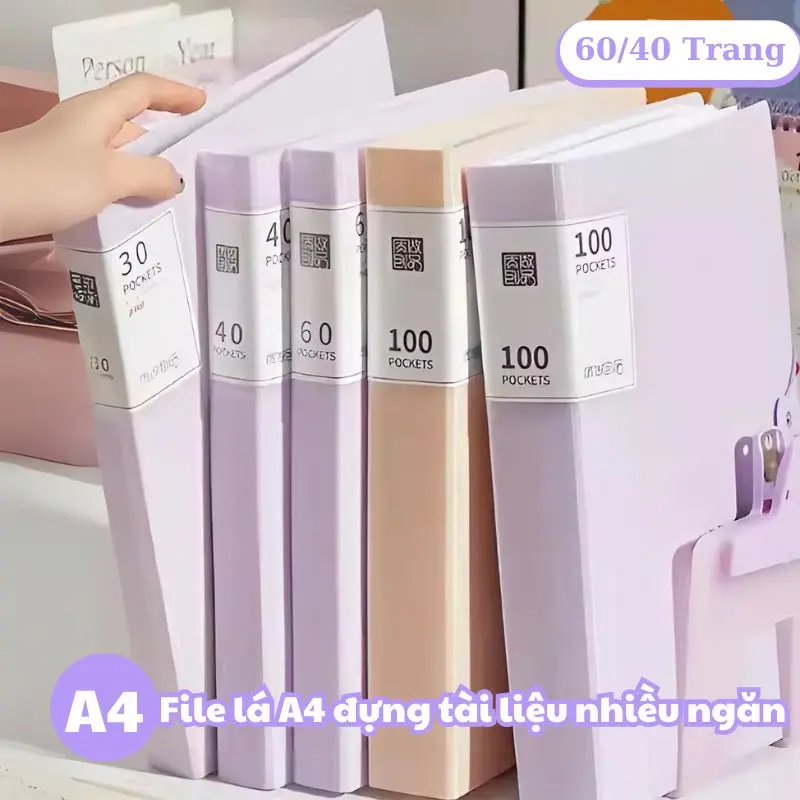 File đựng tài liệu A4 nhiều ngăn 40,60 lá, văn phòng phẩm, file lá đựng tài liệu văn phòng 1