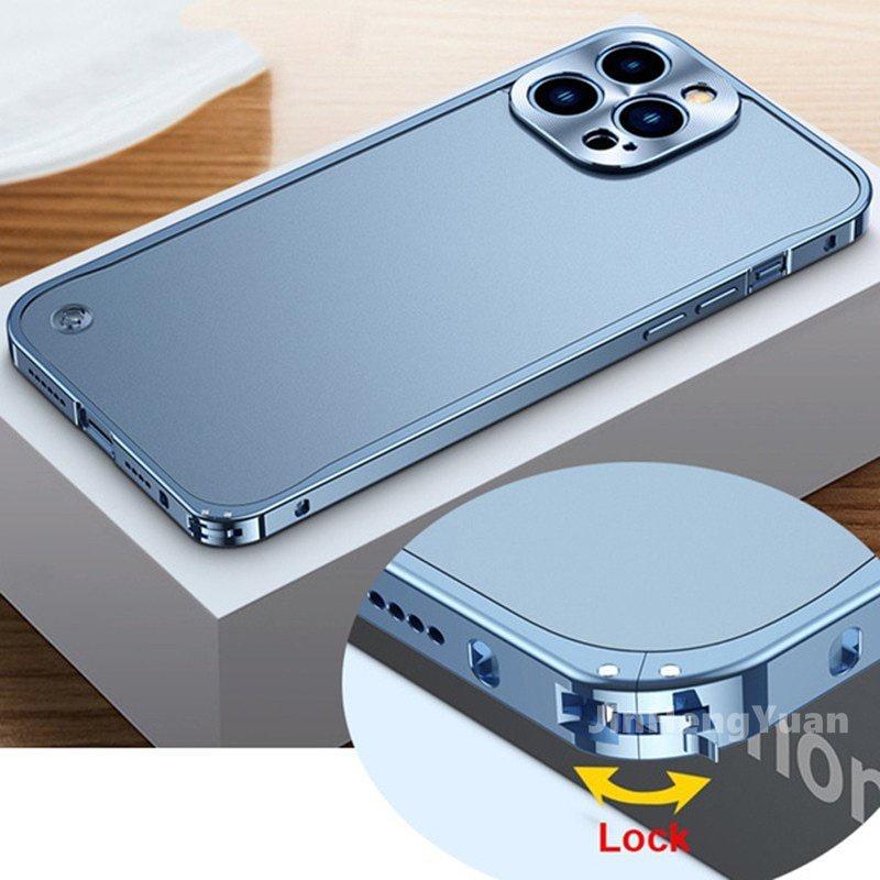 Ốp Khung Nhám Bảo Vệ Ống Kính Kim Loại Cho IPhone 14 Plus 13 12 11 Pro Max Ốp Sau Chống Va Đập Ốp Khóa An Toàn