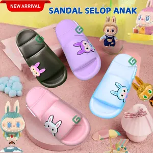 Sandal Karet Anak Perempuan Motif Labubu Model Selop / Sendal Kaki Karakter Labubu Fashion Anak 3th - 10 tahun Ringan Anti Licin