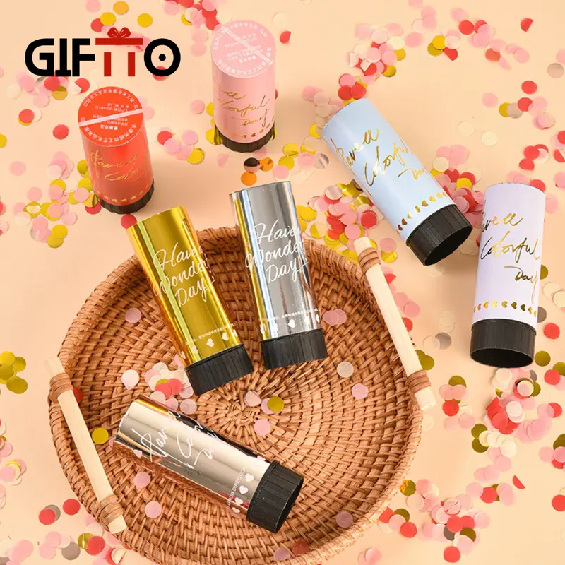 Pháo giấy kim tuyến Confetti 11cm GiftTo - Combo 6 Quả chất lượng cao, Pháo tiệc cưới, sinh nhật 3