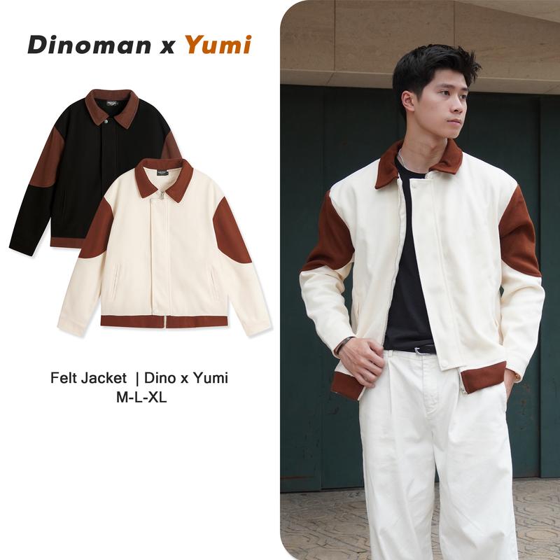  Áo Khoác Dạ Ép Dinoman & Yumi Cổ Bẻ Chất Liệu Vải Dạ Ép Cao Cấp Phong Cánh Trẻ Trung Năng Động AK06 