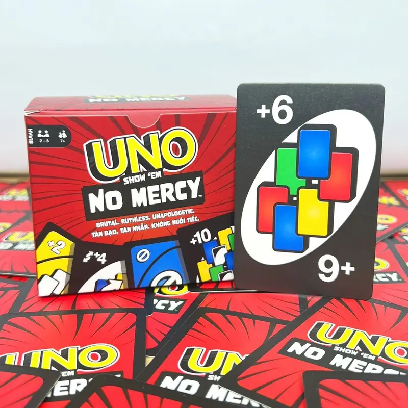 Bộ bài Uno No Mercy 165 thẻ bài cuộc chơi nâng cấp 10 luật chơi khắc nghiệt trò chơi thẻ bài Board Game Việt 3
