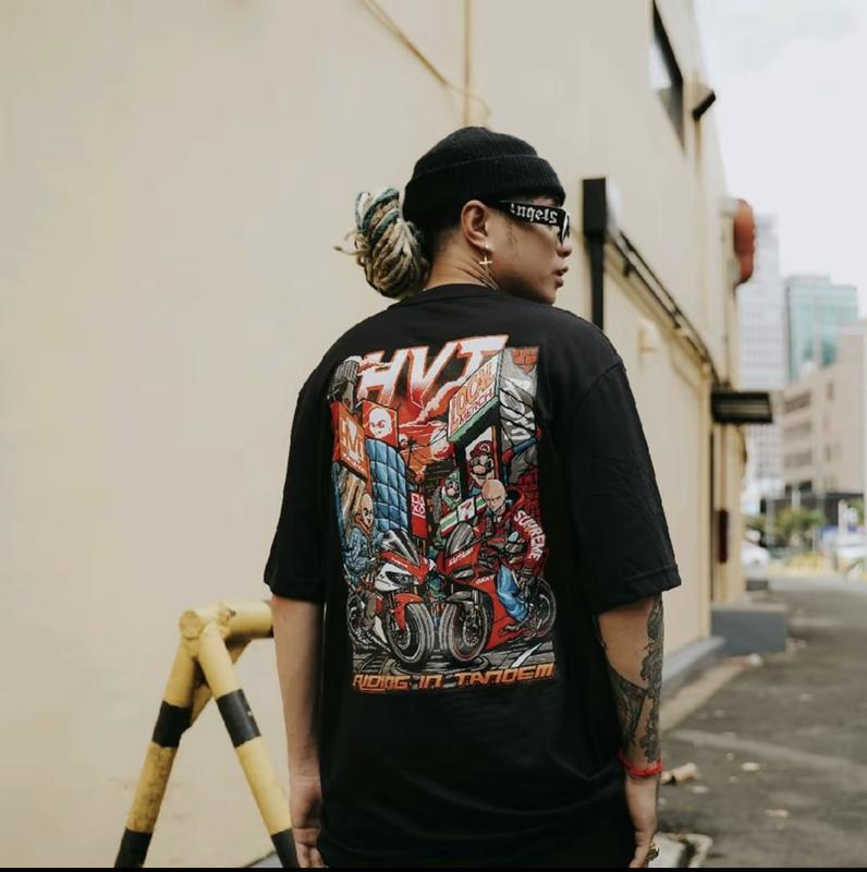 00TD- Fashion T-shirt - Suitable forboth men and women, made of purecotton, comfortable and oversized Unisex Áo Menswear Cổ Tròn 1