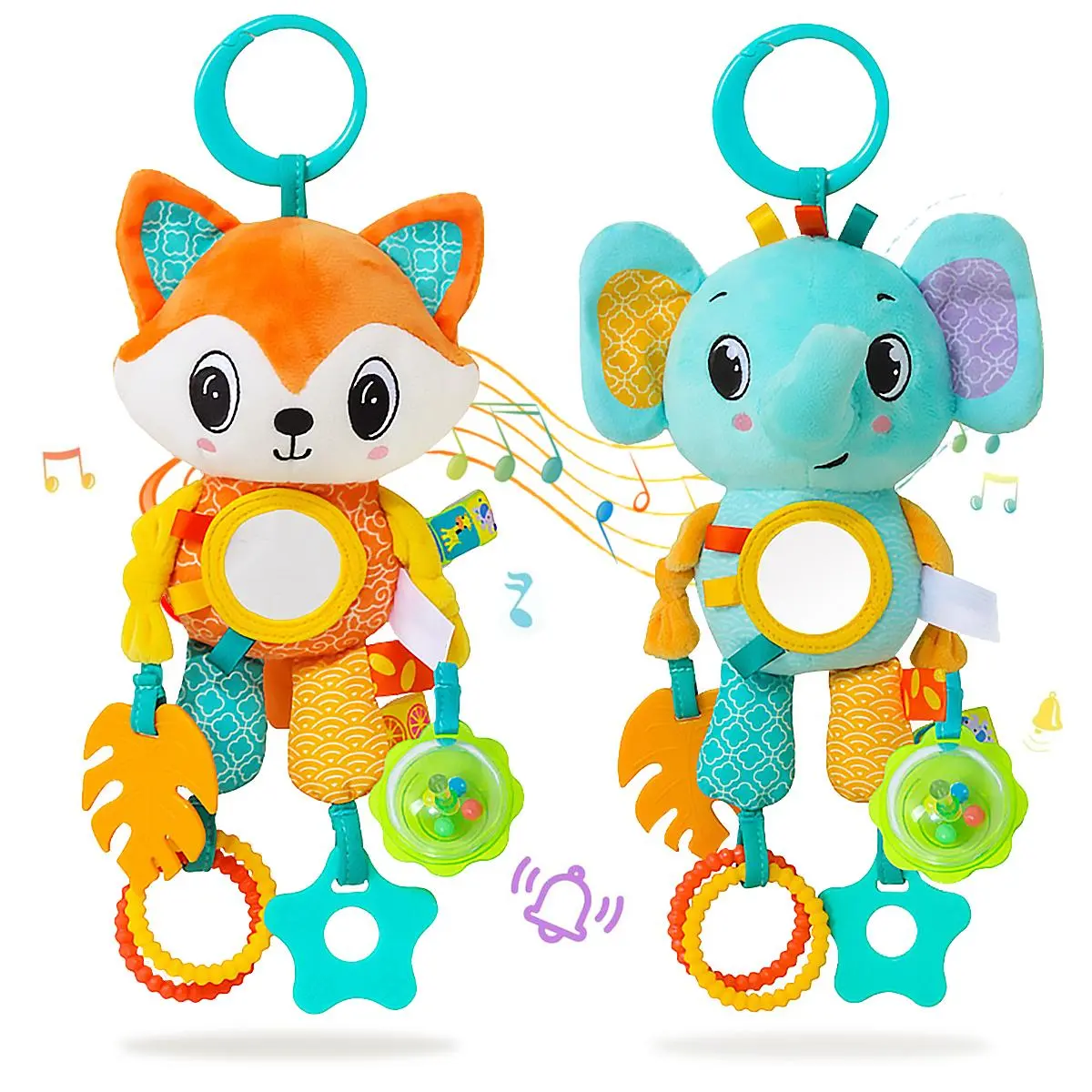 Cute Animal Design Hanging Rattle Toy, Baby Bed Hanging Spiral Toy with Ringing Bell, Baby Toys for Infants Bed Stroller Car Seat