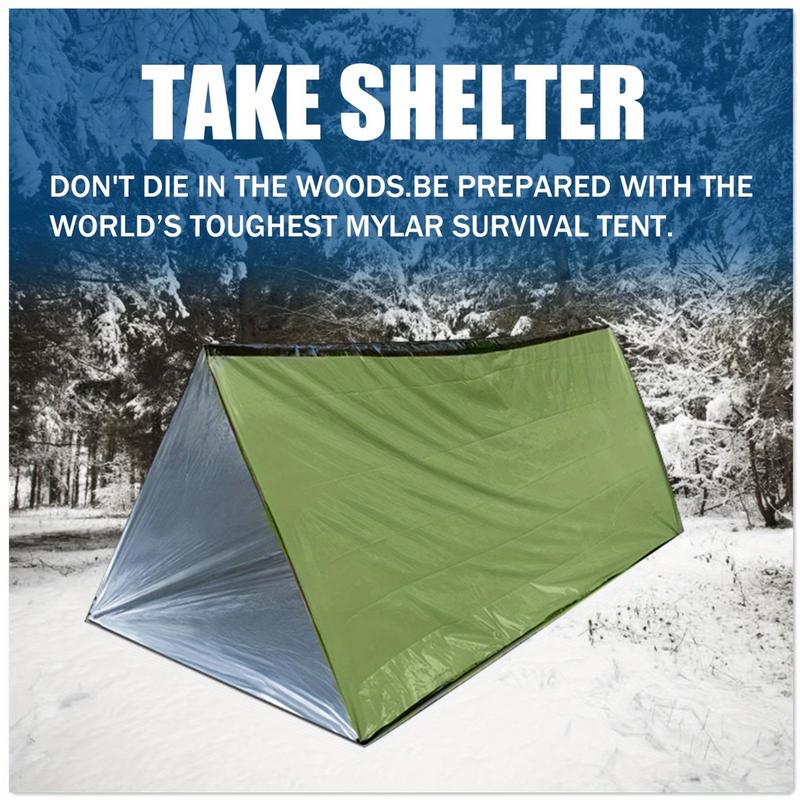 TikTok Shop HOTEmergency Survival Shelter 2 Person Emergency Tube Tent Waterproof Thermal Blanket Tarp Tent For Camping Hiking Outdoor Adventure Activities