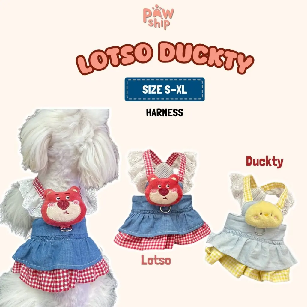 Pawship Dress/Baju Lotso Harness Lucu Anjing Kucing/Pet Fashion/Pakaian Rok Hewan