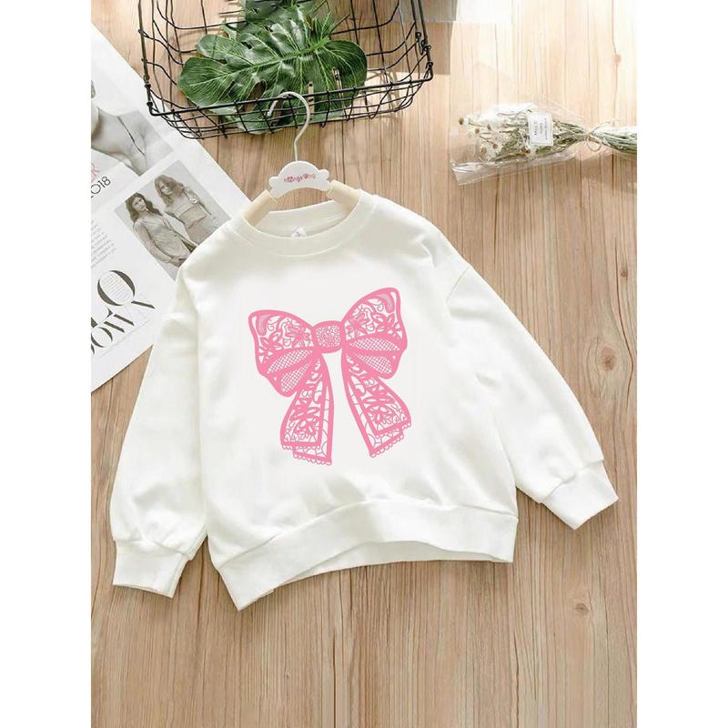 Áo Nỉ Cổ Tròn Form Rộng Nỉ Trẻ Em Hình In CHIẾCC NƠ thời trang thu đông cho trẻ em từ 4 đến 10 tuổi 3