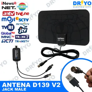 (VERSI BARU) ANTENA TV DIGITAL + BOOSTER SPIDER V2 D146 / D139 JACK F BISA UNTUK STB ANALOG TABUNG SET TOP BOX Kabel Kabel Televisi