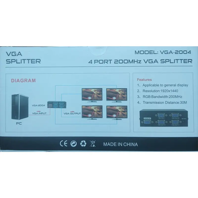 Bộ chia VGA 1 Vào 4 Ra 200MHz (Video Splliter VGA-2004) 1