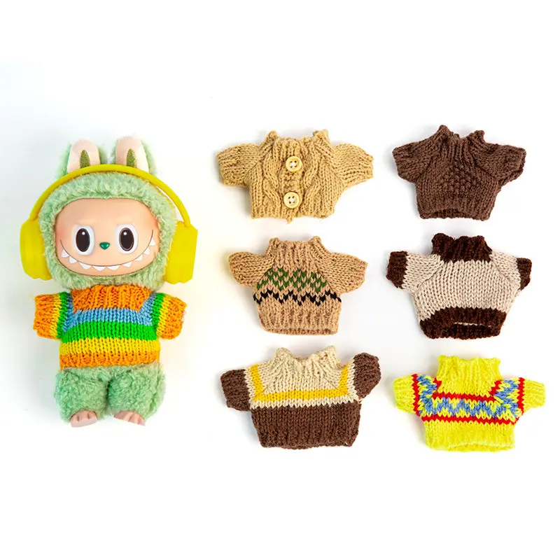 First and second generation keychain Labubu original fashion dressing clothes pendant Labubu dressing jacquard sweater baby clothes