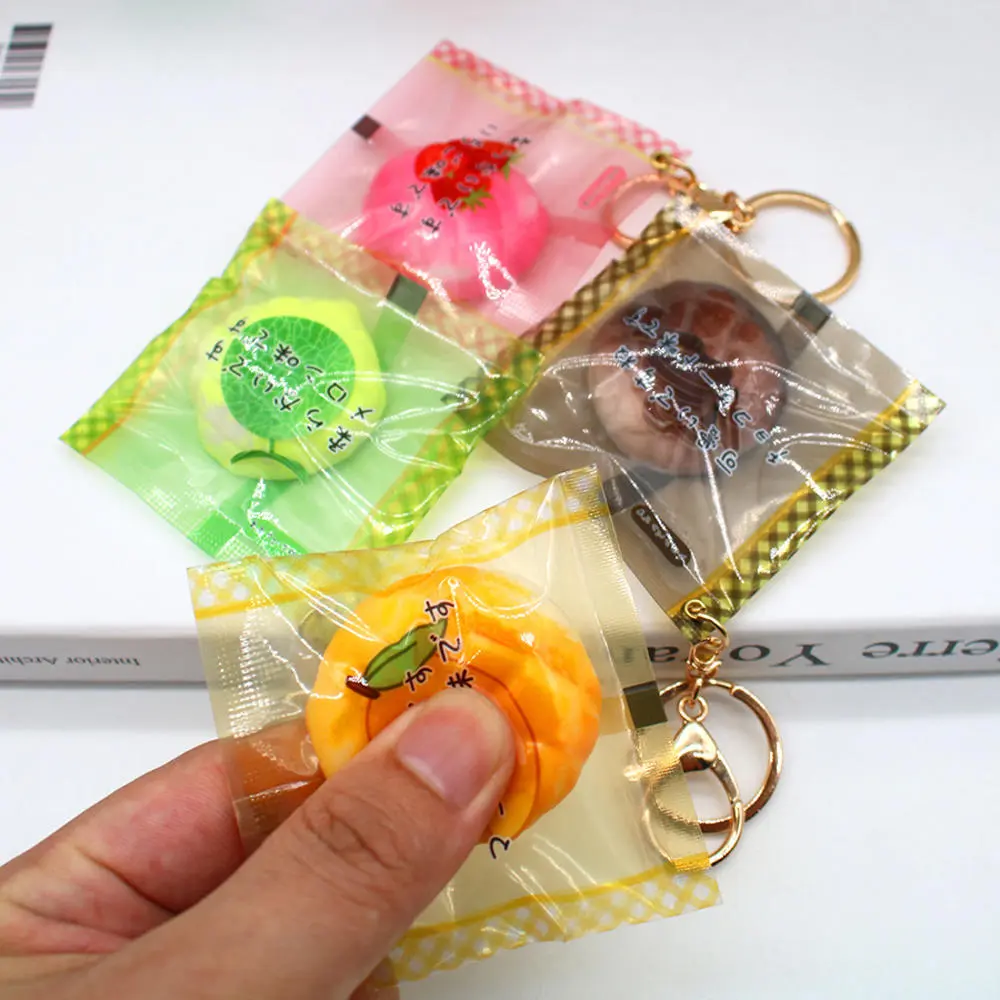 TPU Slow Key Chain Satisfying Texture Approximately 5.5cm Yellow/Green/Pink/ Brown  Bread Key Chain Pineapple Bag Key Chain For Office Desk  School