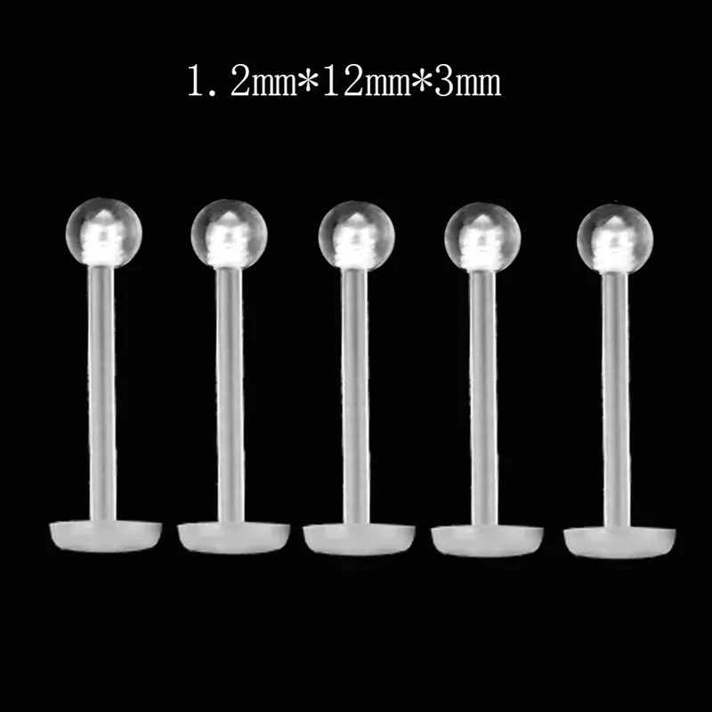 Khuyên Mũi Tròn Trong Suốt, Unisex, Đinh Tán Vòng Môi Và Cằm, Đồ Trang Sức Xỏ Lỗ Cơ Thể, Bộ 5 Cái, [COVN] 3
