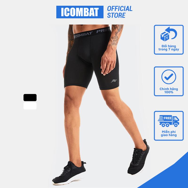 Legging nam ngắn leging đùi Icombat PRO Techfit Polyester đàn hồi cao - Quần short bó tập gym cho nam