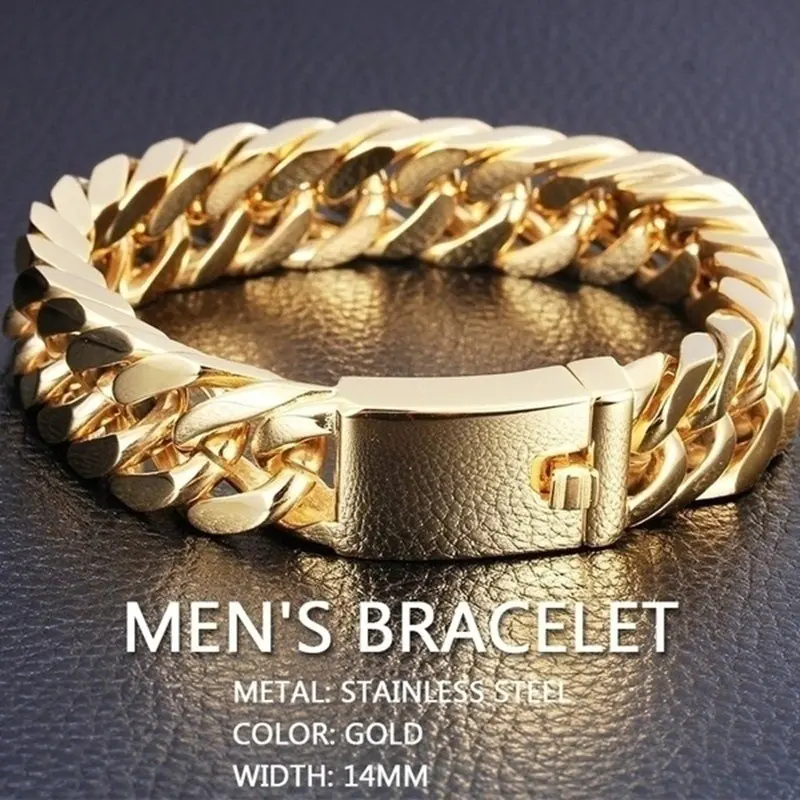 European and American Fashion Bracelet Domineering Personalized Men's Alloy Double Buckle Atmospheric Bracelet Ornament