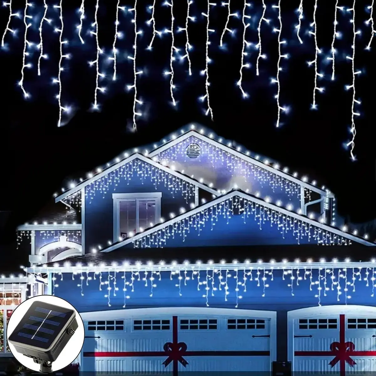 Outdoor Icicle Light, 8 Modes 96 LED Garden Light, Solar Fairy Light for Wedding Christmas Party Home Garden Bedroom Outdoor Decoration