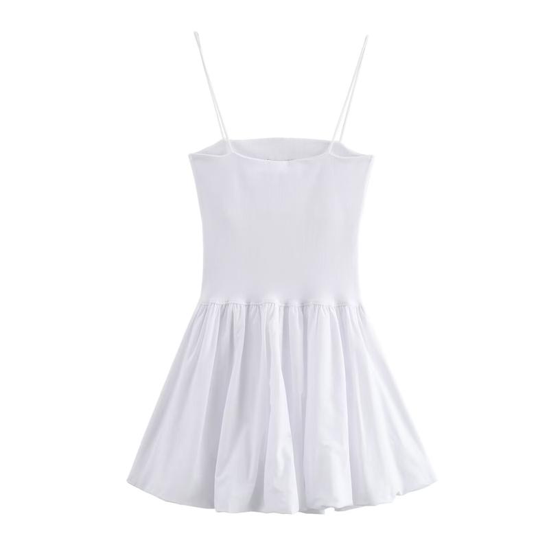 Product Introduction of Summer Fashion Puffy Patchwork Sling Slimming Dress 6