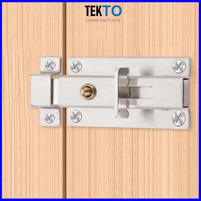 Chốt Khóa Cửa K10 - Then Cửa Bằng INOX, full ốc vít, Khoá Cửa Có nút bấm-013