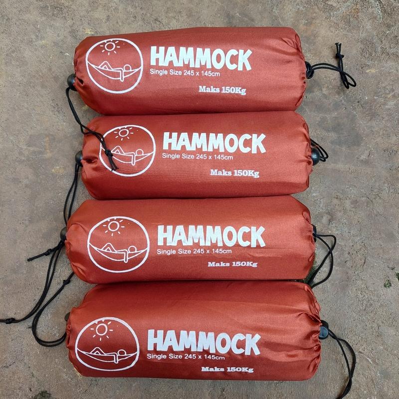 HAMMOCK MATAHARI GOLD OUTDOOR ADVENTURE SIZE 245X145CM +2PCS TALI HAMMOCK Camping Gantung 7