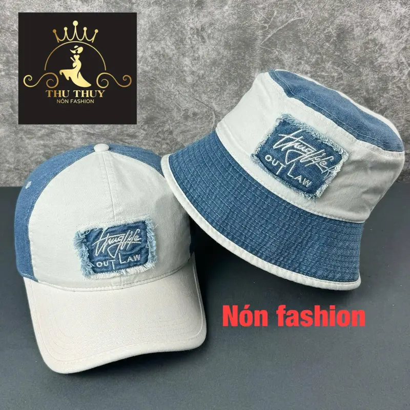 Mũ couple - Nón đôi - Nón cặp trắng xanh (jean) phong cách thời trang dành cho cặp đôi (1 kết + 1 vành) caps hat 1