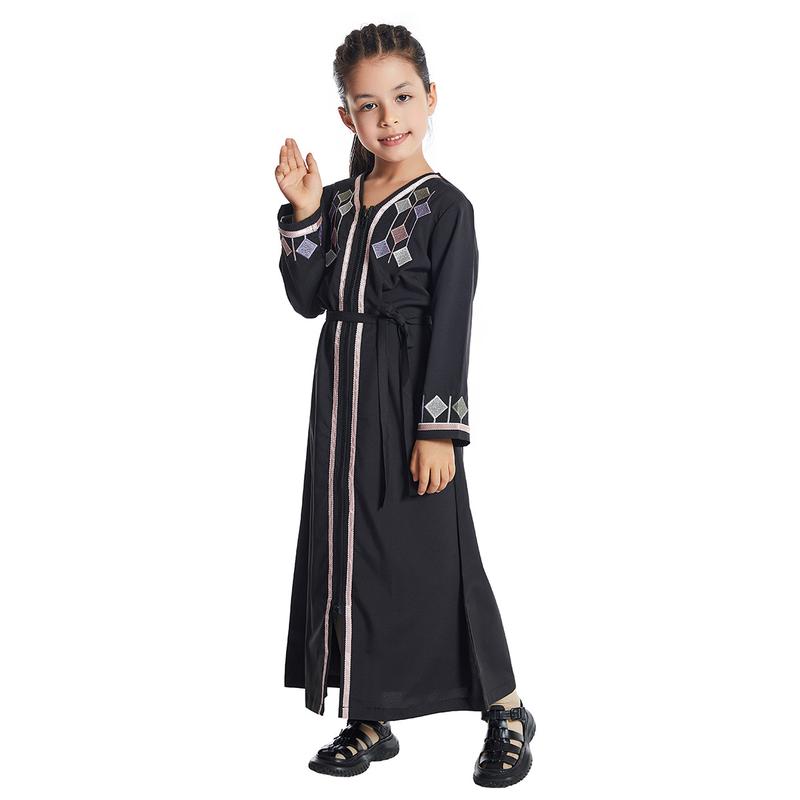 Product Introduction of Girls Kids Abaya Dress Clothing,Floral Printed Gown Children Robe 4