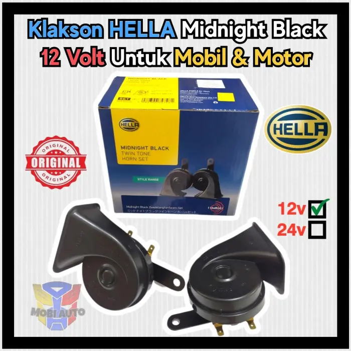 KLAKSON KEONG HELLA MIDNIGHT BLACK 12 VOLT ASLI ORIGINAL 0