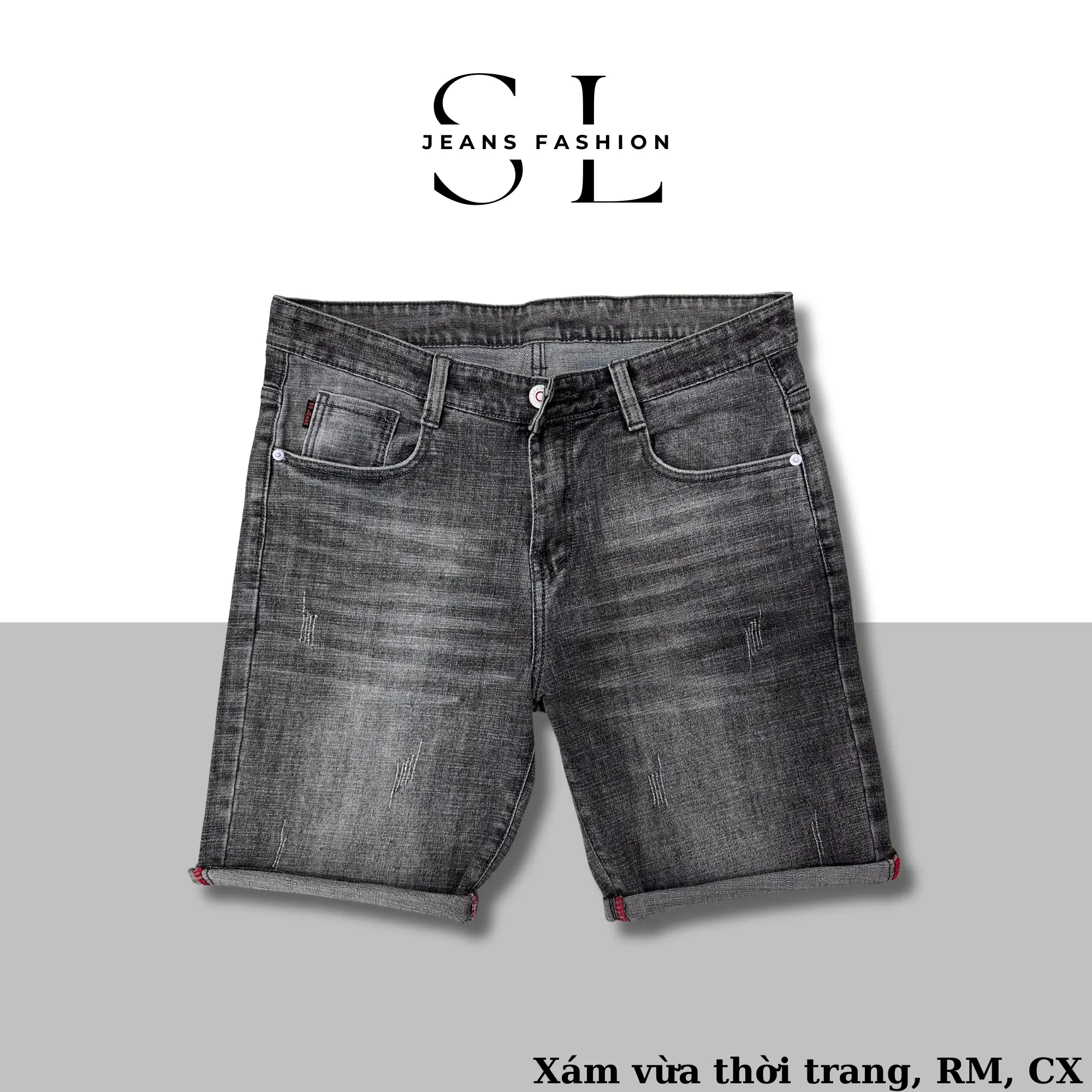 "Có Bigsize(Size 28-41)"Quần Sọt Jeans Nam SL Màu Xám Vừa Thời Trang Menswear Pants - Chất Vải Denim Co Giãn 4 Chiều, Đổi Size Miễn Phí, Giá Xưởng  [Mã 36]